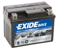 Motobaterie EXIDE 12V 3Ah 50A, AGM12-4, YTX4L-BS